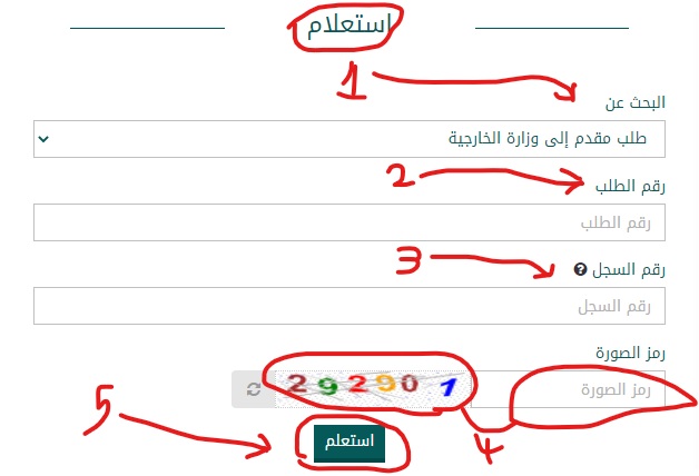 استعلام عن طلب مقدم لوزارة الخارجية