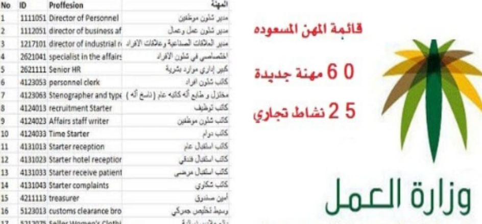 المهن المقصورة على السعوديين