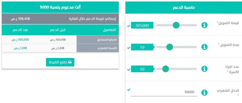 حاسبة دعم الإسكان