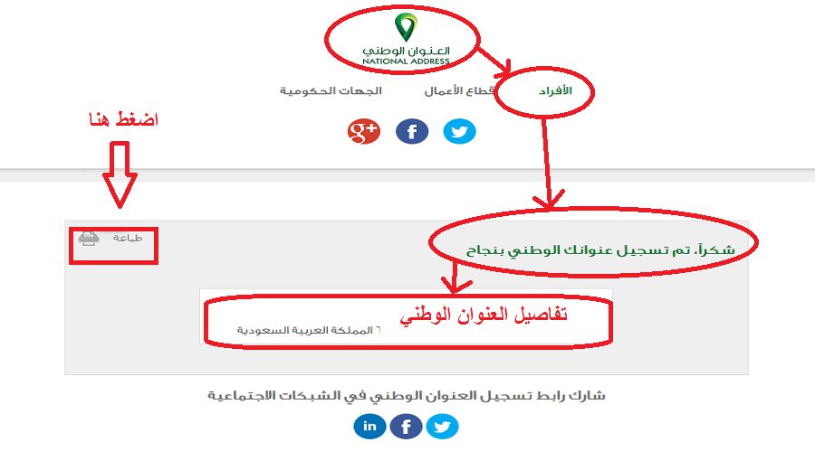 كيف أسوي عنوان وطني للمؤسسة ؟ 