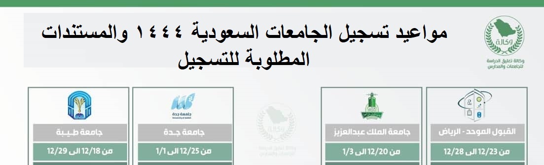 مواعيد التسجيل في الجامعات السعودية 
