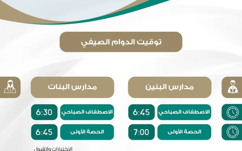 مواعيد الدوام الصيفي بمدارس المملكة