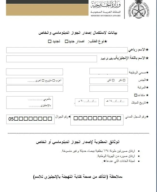 الفئات المؤهلة للحصول على الجواز الدبلوماسي السعودي