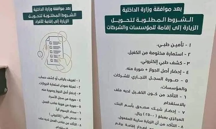 نموذج طلب تحويل تأشيرة الزيارة إلى إقامة