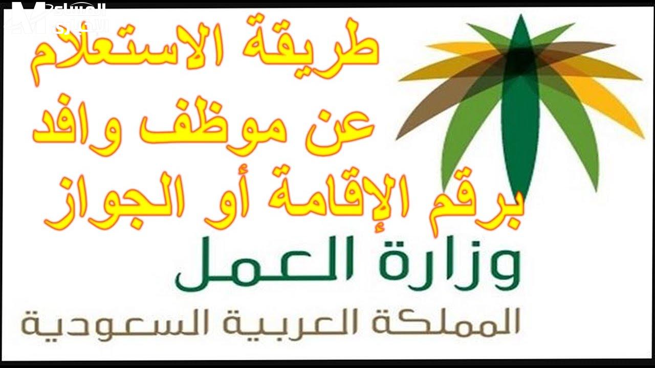 الاستعلام عن وافد بمكتب العمل برقم الإقامة