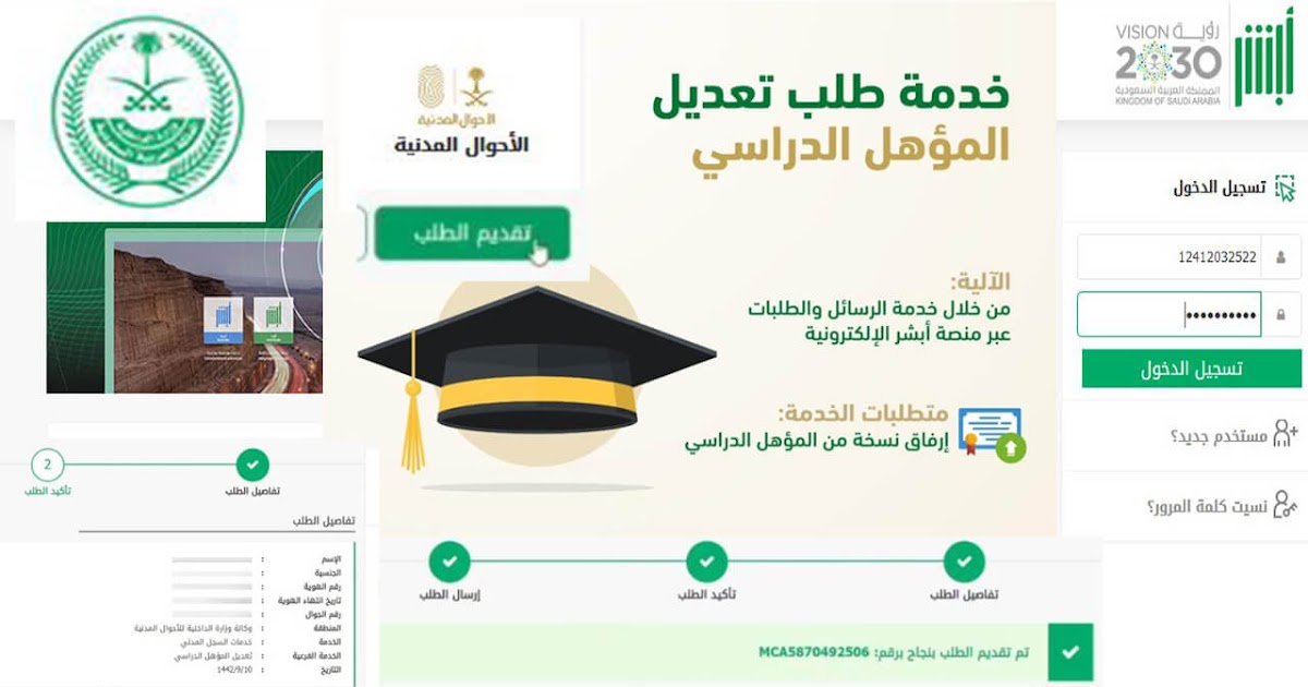 كيفية تعديل المؤهل الدراسي عبر أبشر