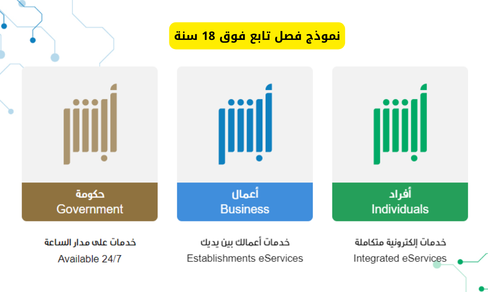 نموذج فصل تابع فوق 18 سنة